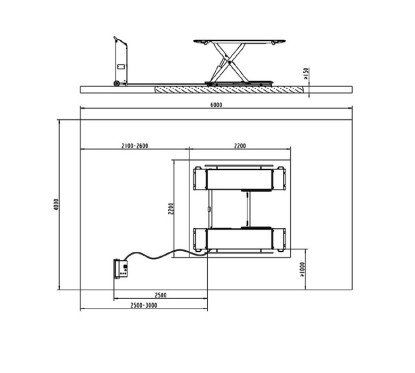 Low 3.5t mobile 230V scissor lift deck