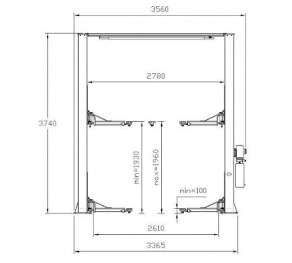 Elevação de 4 toneladas em 2 colunas com ligação alta