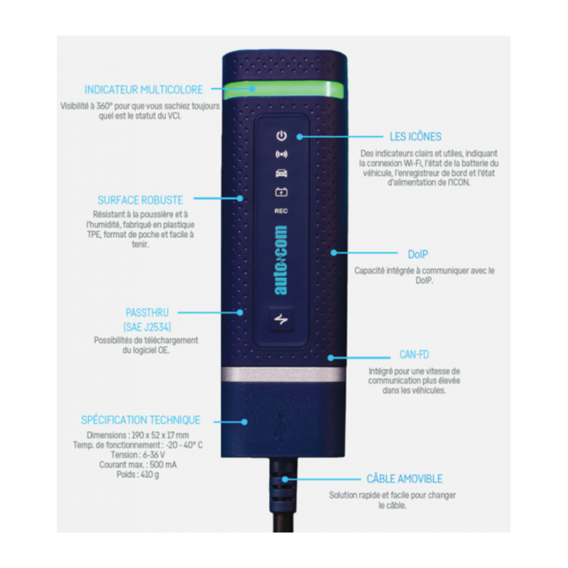 Outil et logiciel de diagnostic Autocom Icon 3 en 1 VL, VUL & PL av...