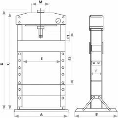 Presse hydraulique 50 Tonnes manuelle et pneumatique bâti soudé