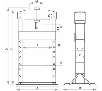 Presse hydraulique 50 Tonnes manuelle et pneumatique bâti soudé