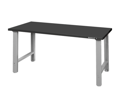 Banco da lavoro con vassoio in acciaio per impieghi gravosi