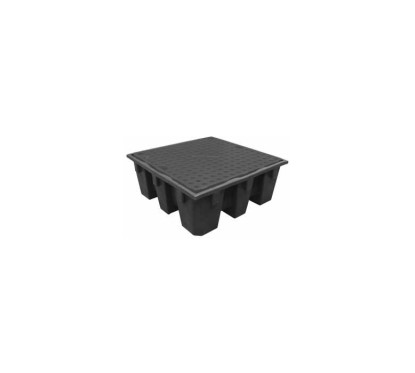 Tanque de retenção de 450L com piso 100% de ripas de PE para 4 tambores