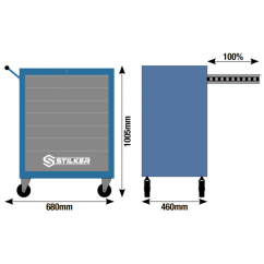 Carro de taller 7 cajones 152 herramientas H1005mm - Módulos de espuma