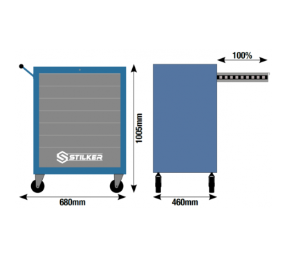 Carrello da officina 7 cassetti 152 utensili H1005mm - Moduli in schiuma