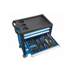 Carrinho de oficina equipado com 6 gavetas e 171 ferramentas, para uma vasta gama de compartimentos de armazenamento.