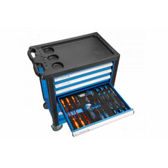 Carrinho de oficina equipado com 6 gavetas e 171 ferramentas, para uma vasta gama de compartimentos de armazenamento.