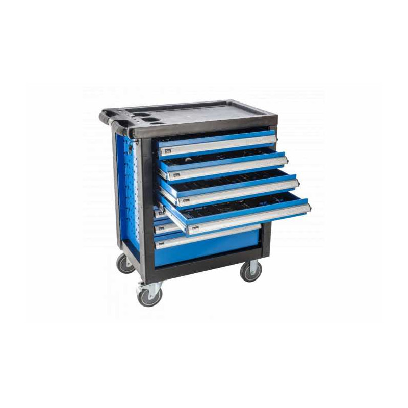 Carrello da officina dotato di 7 cassetti e 258 attrezzi, per uno stoccaggio ottimale. Qualità superiore.
