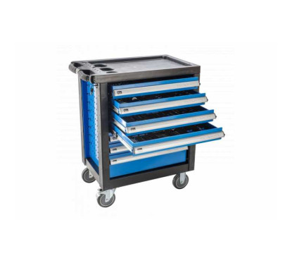 Servante d'atelier équipée de 7 tiroirs et 258 outils, pour un rang...