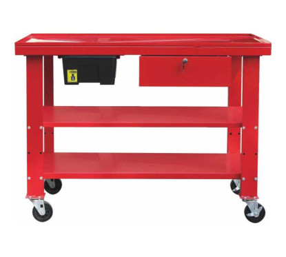 Banco da lavoro mobile in metallo 1200x640mm con raccoglitore di liquidi