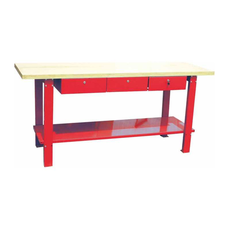 Bancada de trabalho com 3 gavetas, 2000x640mm, 350kg.