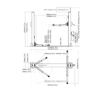 Sollevatore a 2 colonne 3,5 t - Sblocco manuale