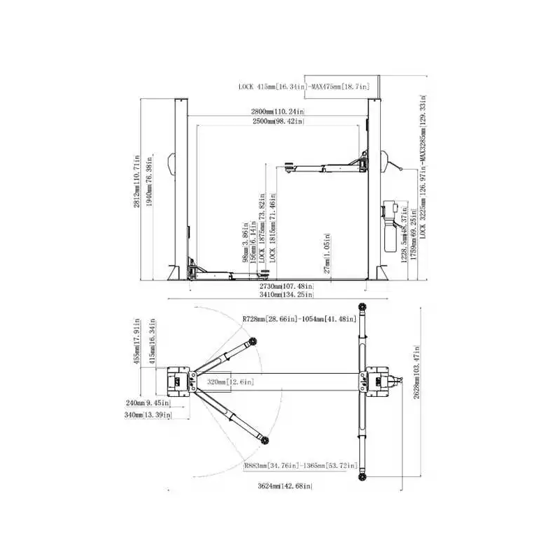 Sollevatore a 2 colonne 4.0t - Sblocco manuale Sollevatore a 2 colonne 4.0t - Sblocco manuale