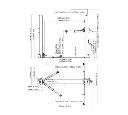 Pont élévateur 2 colonnes 4,0t - Déverrouillage manuel