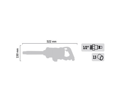 Llave de impacto 1" 2900 Nm - husillo largo