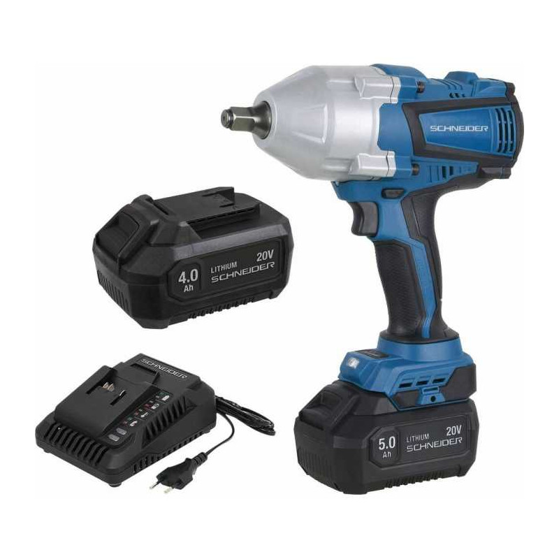 Avvitatore ad impulsi 1/2'' 20V 1000/1500Nm brushless - 2 batterie agli ioni di litio da 5Ah e 4Ah - valigetta