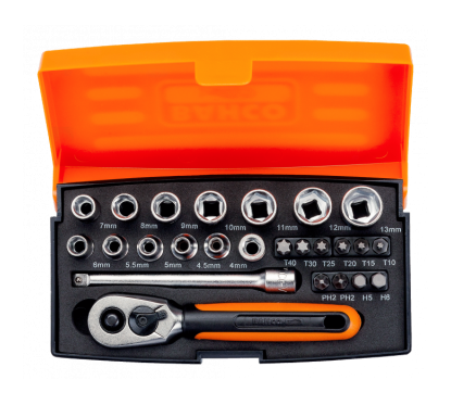 Coffret cliquet + douilles 6 pans et embouts de tournevis