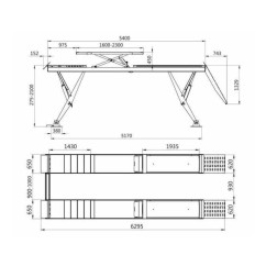 Pont élévateur double ciseaux posé 5.5t + levage auxiliaire 4t