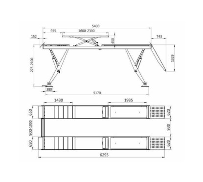 Double scissor lift 5.5t + auxiliary lift 4t