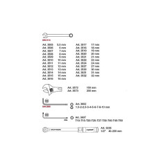 Satz mit 45 Schlüsseln mit Drehmomentschlüssel