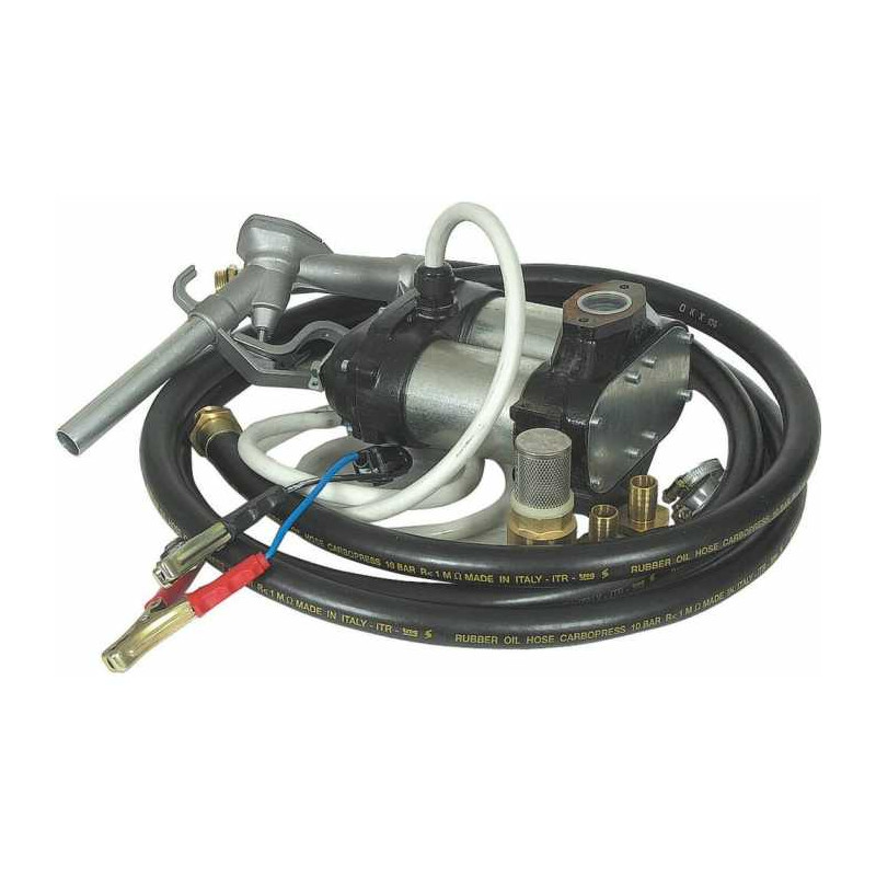 Pompa gasolio 12/24V 85 l/min con tubo di aspirazione e mandata Pompa gasolio 12/24V 85 l/min con tubo di aspirazione e mandata